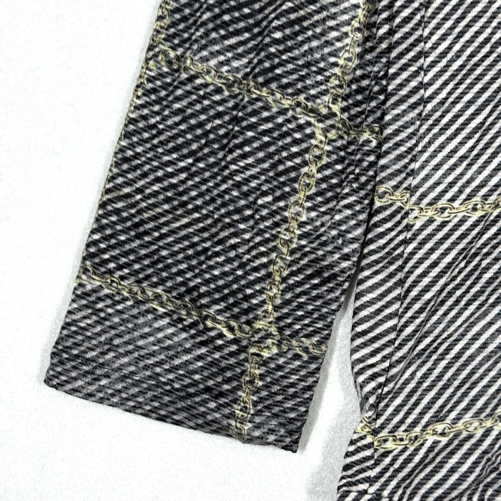 David Cline Top Womens XL Chain Stripe Snap Front Blouse Artsy‎ Preppy USA Made - Picture 8 of 13
